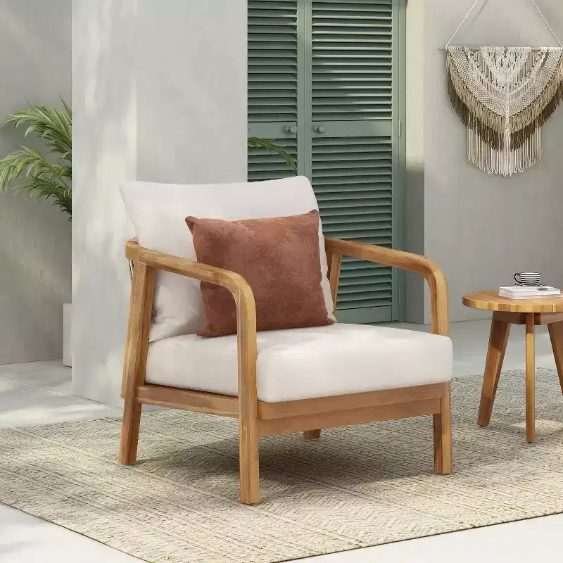 Okak 16 Fauteuil d'extérieur Bohème Chaise de Club en Acacia avec Dossier Tressé, Lot de 1/2, Fauteuil de Salon de Jardin pour Porche, Jardin, Cour Arrière, 180 kg Max