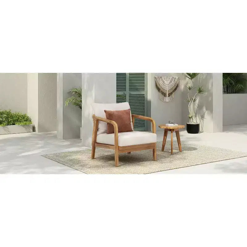 Okak 16 Fauteuil d'extérieur Bohème Chaise de Club en Acacia avec Dossier Tressé, Lot de 1/2, Fauteuil de Salon de Jardin pour Porche, Jardin, Cour Arrière, 180 kg Max