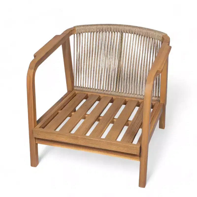 Okak 16 Fauteuil d'extérieur Bohème Chaise de Club en Acacia avec Dossier Tressé, Lot de 1/2, Fauteuil de Salon de Jardin pour Porche, Jardin, Cour Arrière, 180 kg Max