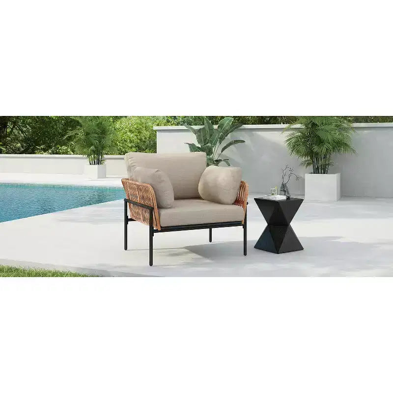 Fauteuils d'appoint de patio modernes Okak 36 l x 17 H avec larges accoudoirs et 2 oreillers supplémentaires, lot de 1 ou 2, fauteuils de club d'extérieur pour porche, jardin et arrière-cour