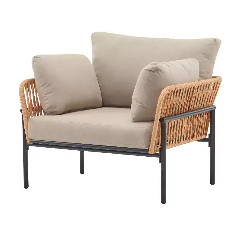 Fauteuils d'appoint de patio modernes Okak 36 l x 17 H avec larges accoudoirs et 2 oreillers supplémentaires, lot de 1 ou 2, fauteuils de club d'extérieur pour porche, jardin et arrière-cour