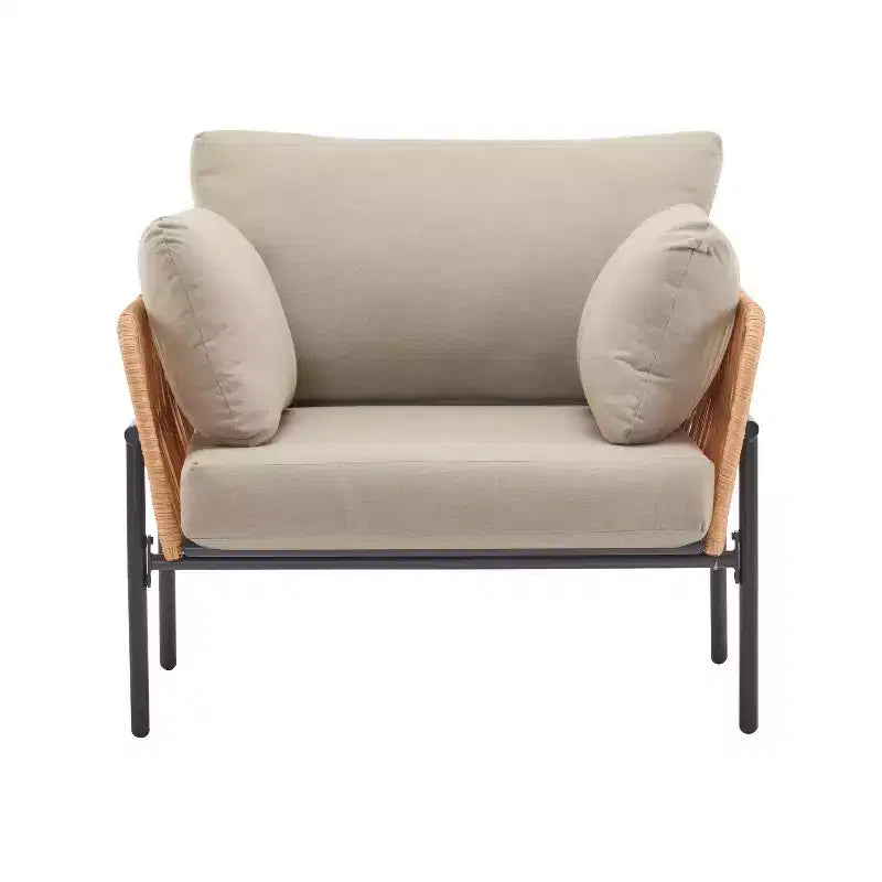 Fauteuils d'appoint de patio modernes Okak 36 l x 17 H avec larges accoudoirs et 2 oreillers supplémentaires, lot de 1 ou 2, fauteuils de club d'extérieur pour porche, jardin et arrière-cour