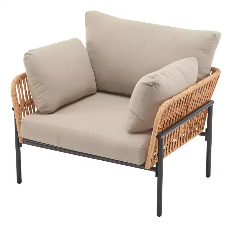 Fauteuils d'appoint de patio modernes Okak 36 l x 17 H avec larges accoudoirs et 2 oreillers supplémentaires, lot de 1 ou 2, fauteuils de club d'extérieur pour porche, jardin et arrière-cour