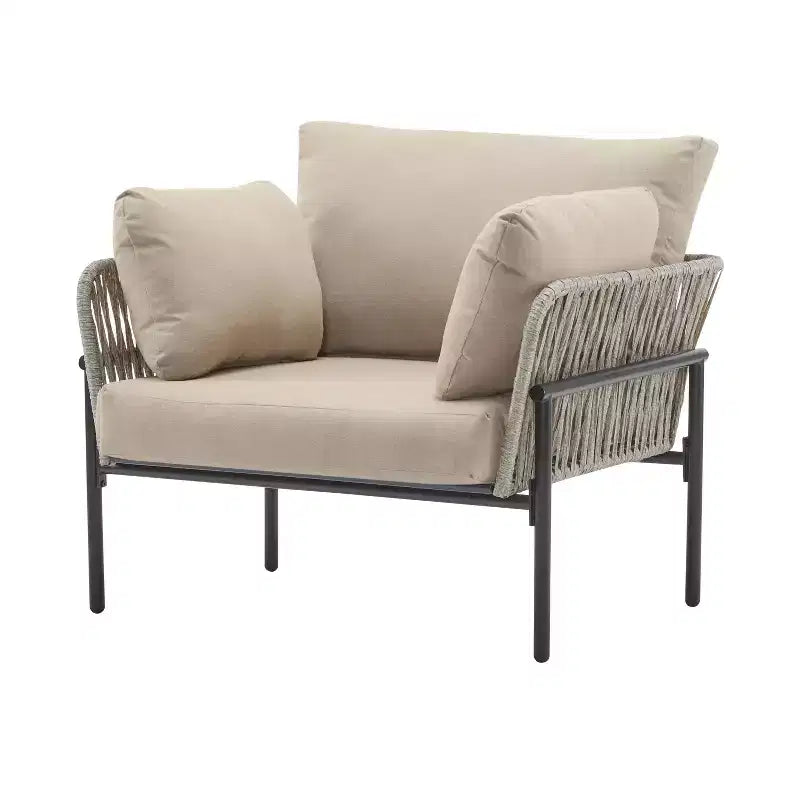 Fauteuils d'appoint de patio modernes Okak 36 l x 17 H avec larges accoudoirs et 2 oreillers supplémentaires, lot de 1 ou 2, fauteuils de club d'extérieur pour porche, jardin et arrière-cour