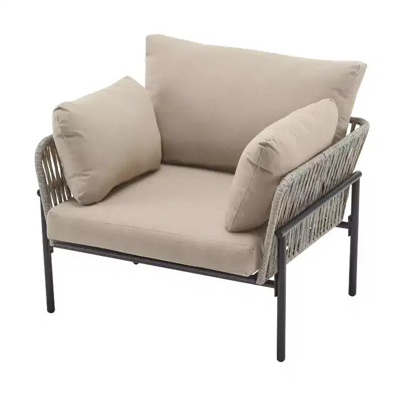 Fauteuils d'appoint de patio modernes Okak 36 l x 17 H avec larges accoudoirs et 2 oreillers supplémentaires, lot de 1 ou 2, fauteuils de club d'extérieur pour porche, jardin et arrière-cour