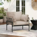 Fauteuils d'appoint de patio modernes Okak 36 l x 17 H avec larges accoudoirs et 2 oreillers supplémentaires, lot de 1 ou 2, fauteuils de club d'extérieur pour porche, jardin et arrière-cour