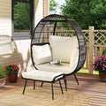 Costway 2 PCS Patio Wicker Lounge Basket Set Oversized Egg Chair with Soft Cushions