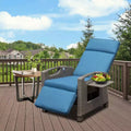 Okak 90-150 Patio Recliner Chair with Adjustable Footrest&Rattan Frame,Outdoor Lounge Chair Accent Chair with Side Table,350lbs Max