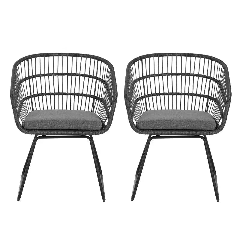 Okak 16 Chaises d'appoint de patio industrielles Boho avec coussin, lot de 2, chaises de salle à manger en rotin tressé d'extérieur, sièges de mobilier de patio modernes