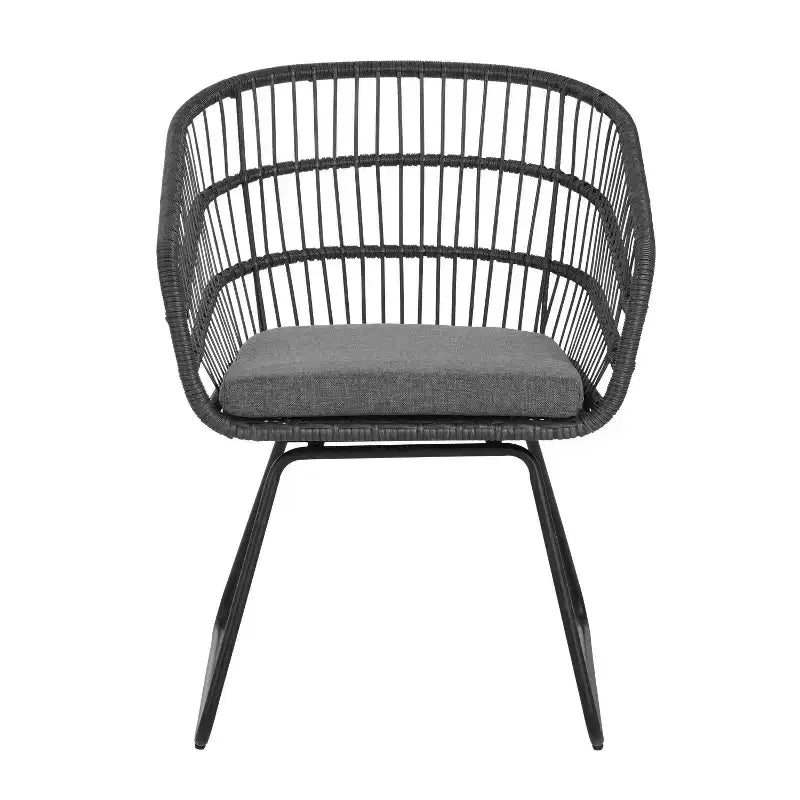 Okak 16 Chaises d'appoint de patio industrielles Boho avec coussin, lot de 2, chaises de salle à manger en rotin tressé d'extérieur, sièges de mobilier de patio modernes