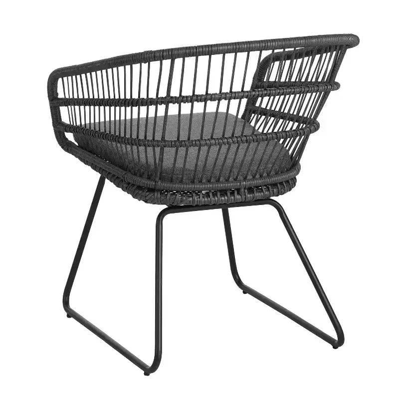 Okak 16 Chaises d'appoint de patio industrielles Boho avec coussin, lot de 2, chaises de salle à manger en rotin tressé d'extérieur, sièges de mobilier de patio modernes
