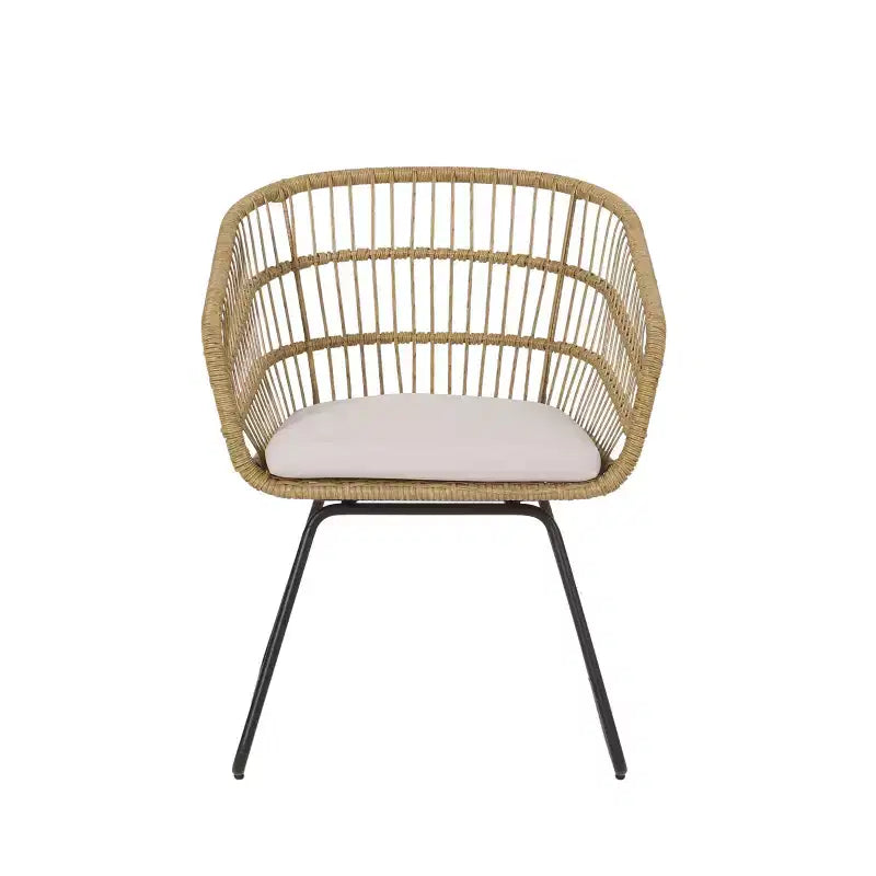 Okak 16 Chaises d'appoint de patio industrielles Boho avec coussin, lot de 2, chaises de salle à manger en rotin tressé d'extérieur, sièges de mobilier de patio modernes