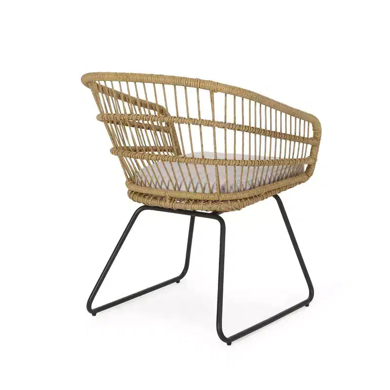 Okak 16 Chaises d'appoint de patio industrielles Boho avec coussin, lot de 2, chaises de salle à manger en rotin tressé d'extérieur, sièges de mobilier de patio modernes