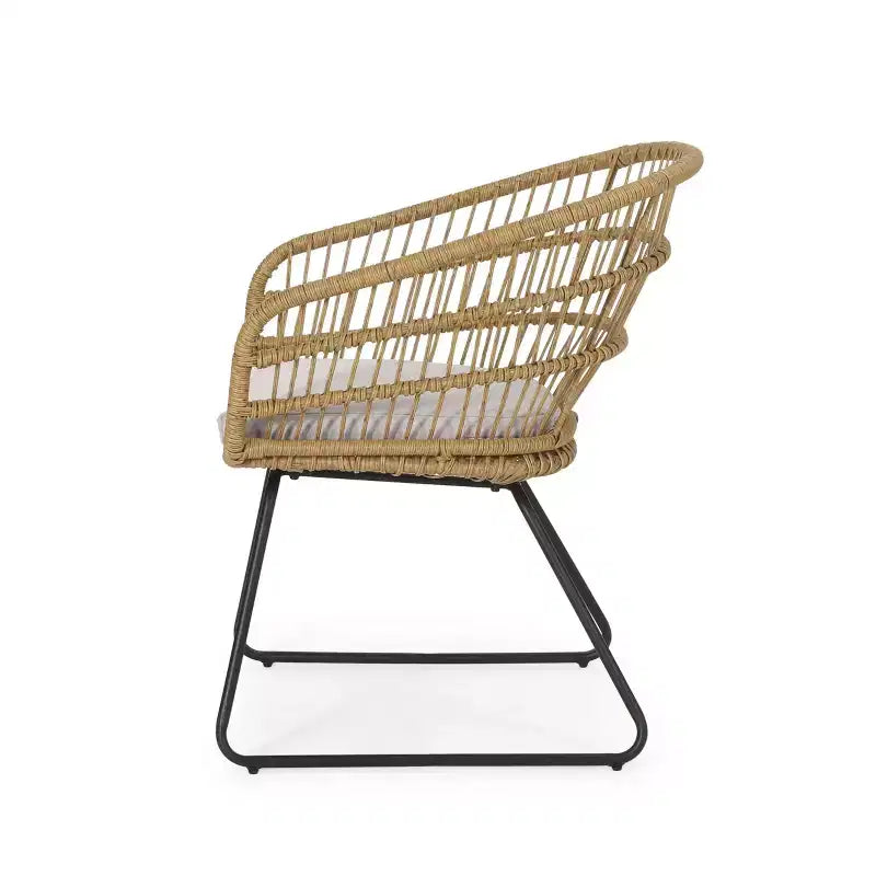 Okak 16 Chaises d'appoint de patio industrielles Boho avec coussin, lot de 2, chaises de salle à manger en rotin tressé d'extérieur, sièges de mobilier de patio modernes