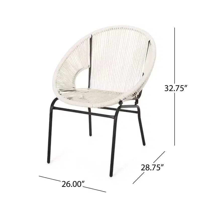 Fauteuils d'appoint d'extérieur industriels rustiques Okak en forme d'œuf, lot de 2, en rotin PE et fer, chaises de salle à manger, meubles de patio