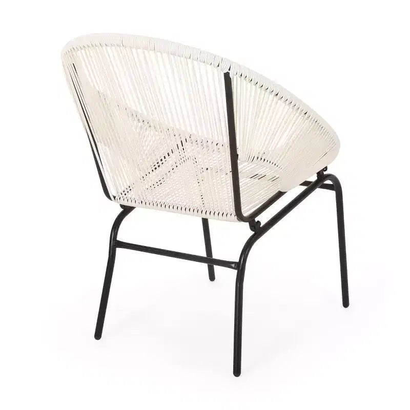 Fauteuils d'appoint d'extérieur industriels rustiques Okak en forme d'œuf, lot de 2, en rotin PE et fer, chaises de salle à manger, meubles de patio