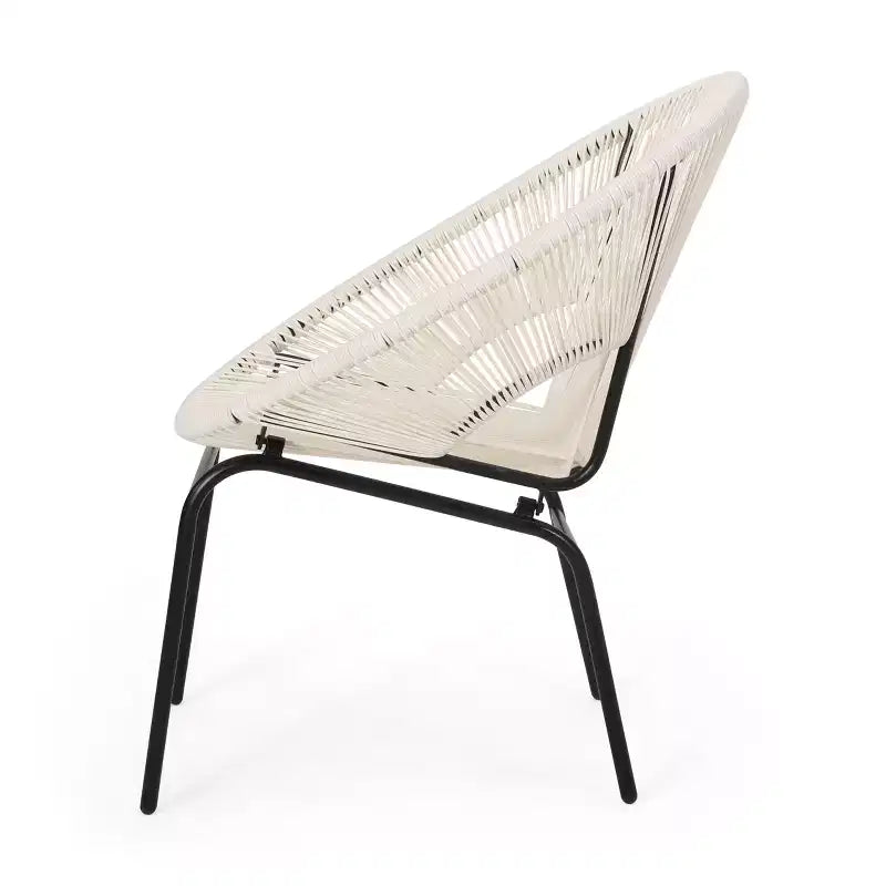 Fauteuils d'appoint d'extérieur industriels rustiques Okak en forme d'œuf, lot de 2, en rotin PE et fer, chaises de salle à manger, meubles de patio