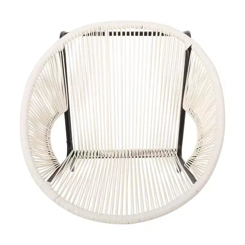 Fauteuils d'appoint d'extérieur industriels rustiques Okak en forme d'œuf, lot de 2, en rotin PE et fer, chaises de salle à manger, meubles de patio