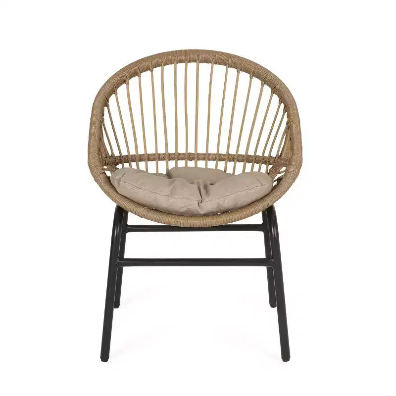 Okak 17 Chaises d'appoint élégantes en osier et rotin avec dossier incurvé, lot de 2, chaises de loisirs ergonomiques pour véranda, jardin et cour arrière, 180 kg max.