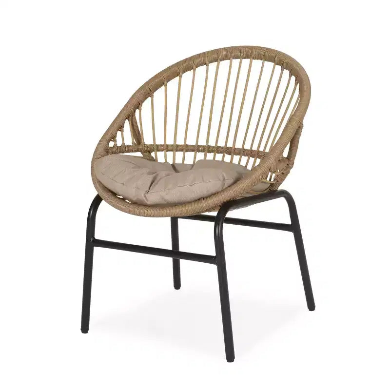 Okak 17 Chaises d'appoint élégantes en osier et rotin avec dossier incurvé, lot de 2, chaises de loisirs ergonomiques pour véranda, jardin et cour arrière, 180 kg max.