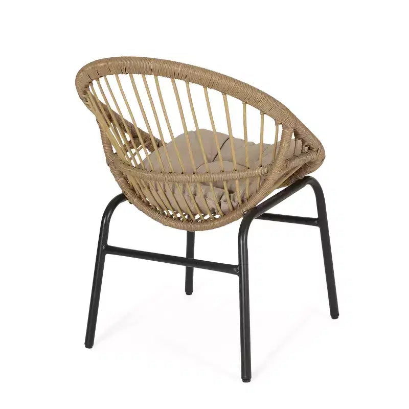 Okak 17 Chaises d'appoint élégantes en osier et rotin avec dossier incurvé, lot de 2, chaises de loisirs ergonomiques pour véranda, jardin et cour arrière, 180 kg max.