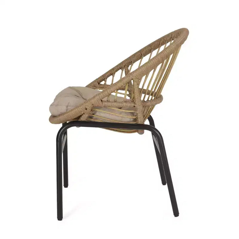 Okak 17 Chaises d'appoint élégantes en osier et rotin avec dossier incurvé, lot de 2, chaises de loisirs ergonomiques pour véranda, jardin et cour arrière, 180 kg max.