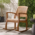 Okak 19 Boho Patio Rocking Chair Premium Acacia Armchair with Cushion,1 Pc,Rustic Recliner Chair for Porch,Backyard&Garden,Natural