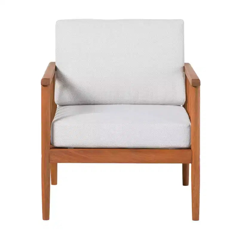Okak Fauteuils d'appoint rustiques et contemporains en bois d'eucalyptus pour terrasse, 1 pièce, fauteuils club rembourrés pour véranda, jardin et cour, mobilier de terrasse, marron