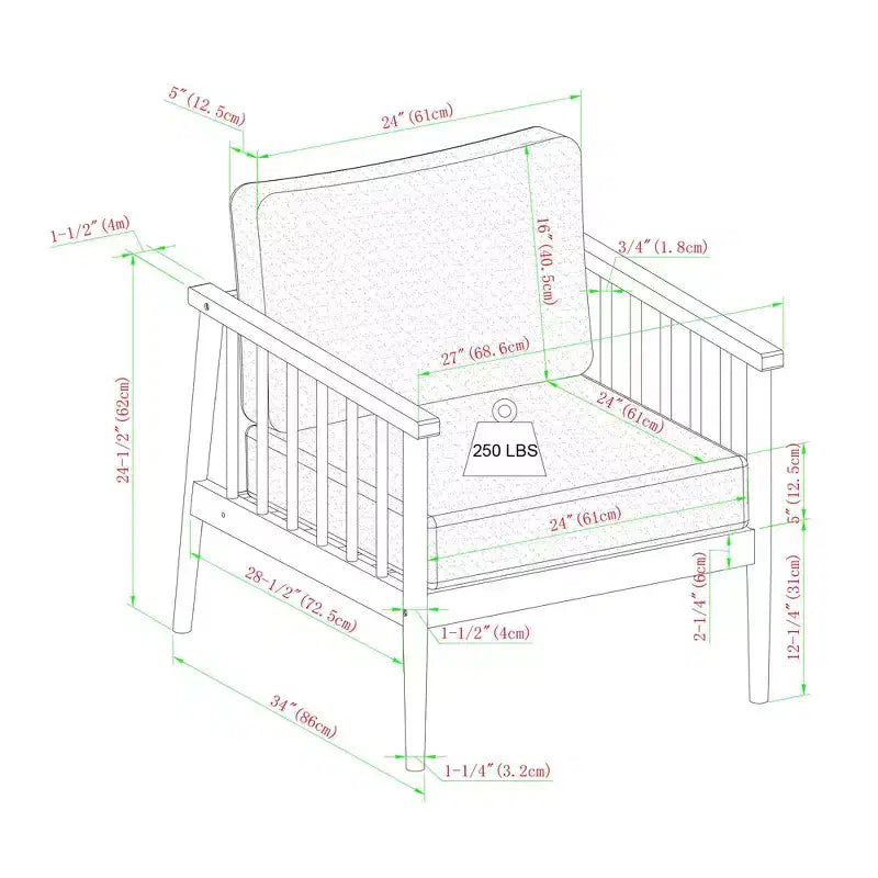Okak Fauteuils d'appoint rustiques et contemporains en bois d'eucalyptus pour terrasse, 1 pièce, fauteuils club rembourrés pour véranda, jardin et cour, mobilier de terrasse, marron