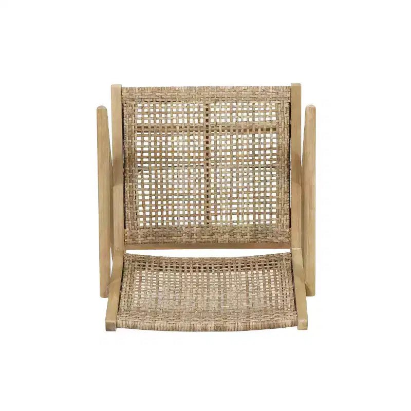 Okak 16 Chaises d'appoint de patio rustiques, fauteuil en acacia de qualité supérieure avec assise et dossier en osier tressé, lot de 2, sièges de mobilier de patio, naturel