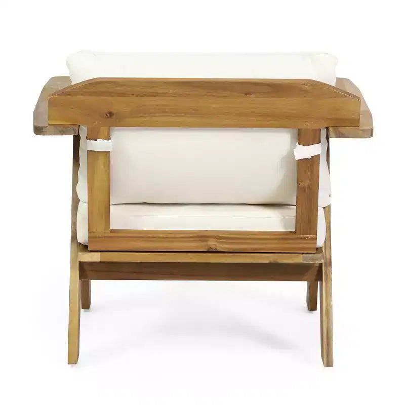 Chaises de jardin Okak Rusitc Acacia Wood Patio Club Upholstered Accent Chairs, lot de 2, chaises de jardin de style bohème avec finition teck, sièges de mobilier d'extérieur