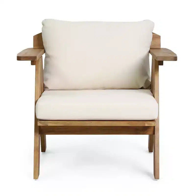Chaises de jardin Okak Rusitc Acacia Wood Patio Club Upholstered Accent Chairs, lot de 2, chaises de jardin de style bohème avec finition teck, sièges de mobilier d'extérieur