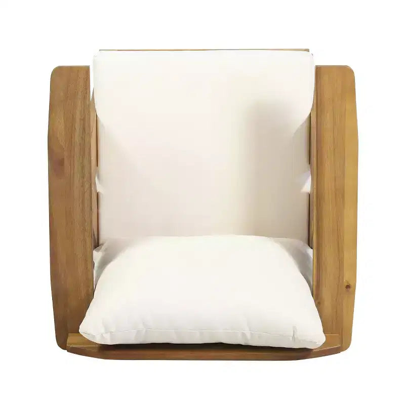 Chaises de jardin Okak Rusitc Acacia Wood Patio Club Upholstered Accent Chairs, lot de 2, chaises de jardin de style bohème avec finition teck, sièges de mobilier d'extérieur