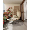 Oversize Wicker Egg Chair with Ottoman, Egg Basket Lounge Chair with Thick Cushion, Comfy Egg Rattan Seat for Indoor Outdoor Patio Porch