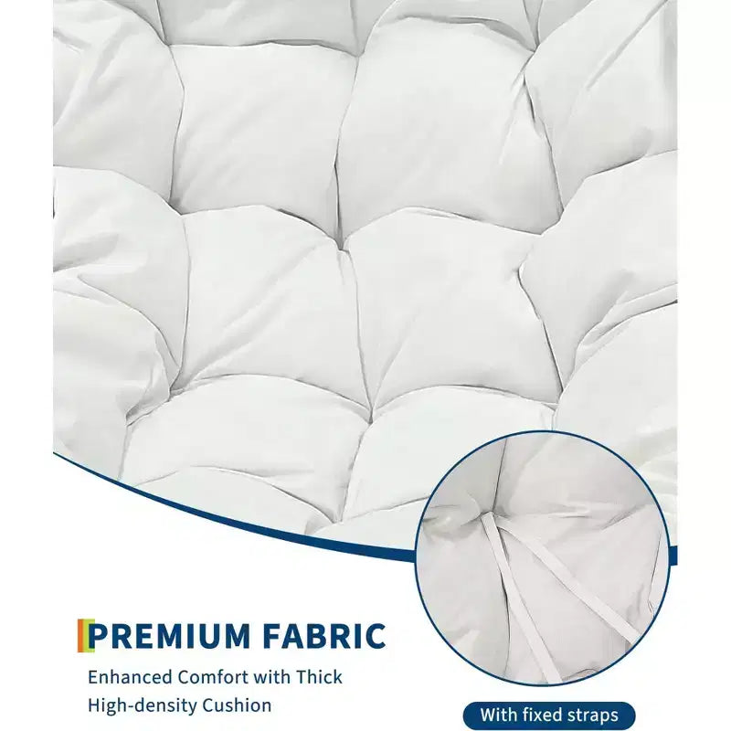 Fauteuil à bascule Papasan d'extérieur, chaise longue en osier surdimensionnée avec coussin et cadre en métal, fauteuil à bascule œuf en rotin pour patio