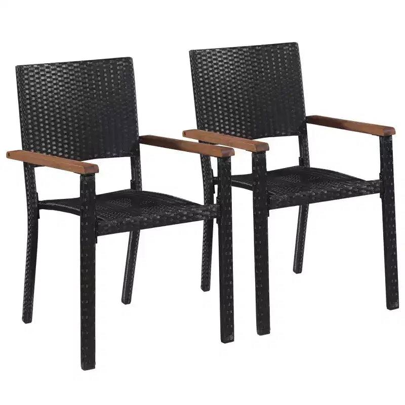 vidaXL Chaises de jardin 2 pcs Résine tressée Noir