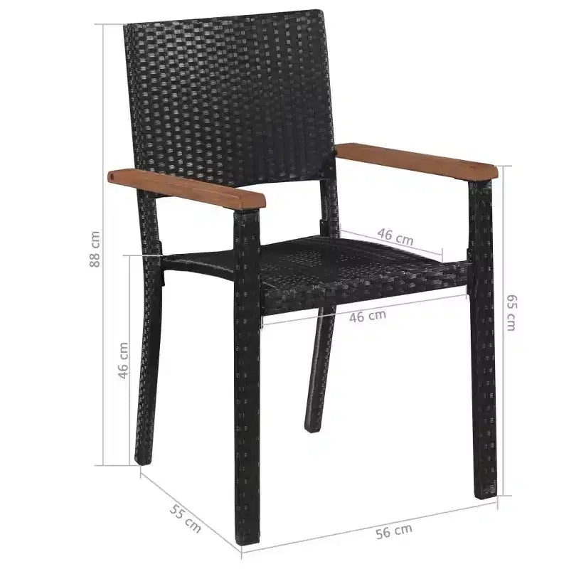 vidaXL Chaises de jardin 2 pcs Résine tressée Noir