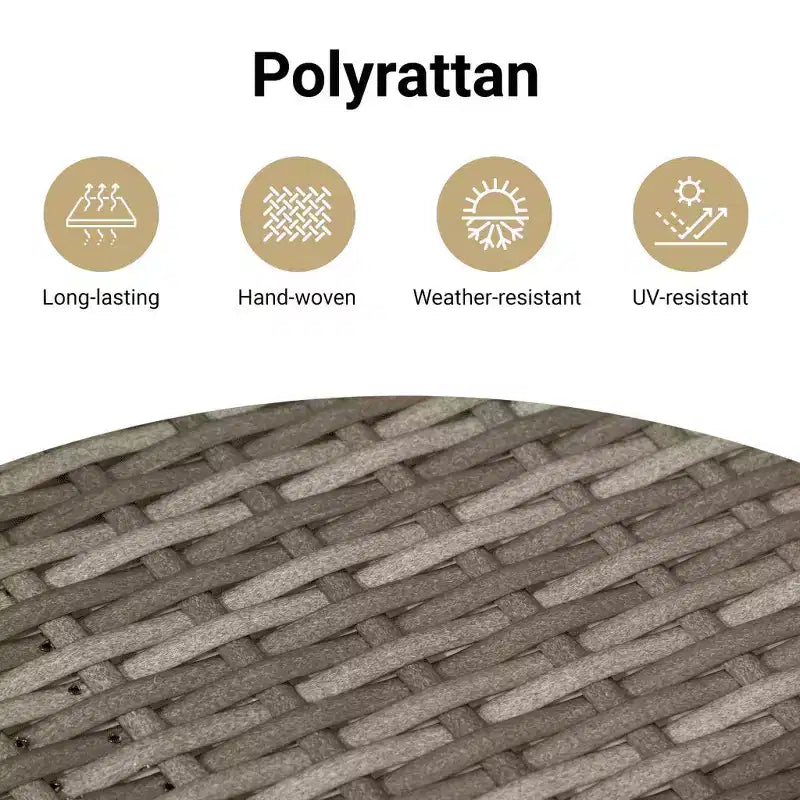vidaXL Lot de 2 chaises de jardin en poly rotin gris – Coussins bleu marine, résistantes aux intempéries, pour jardin/extérieur, housses lavables, 23x26,4x33,9