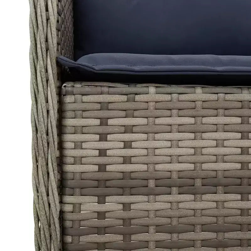 vidaXL Lot de 2 chaises de jardin en poly rotin gris – Coussins bleu marine, résistantes aux intempéries, pour jardin/extérieur, housses lavables, 23x26,4x33,9