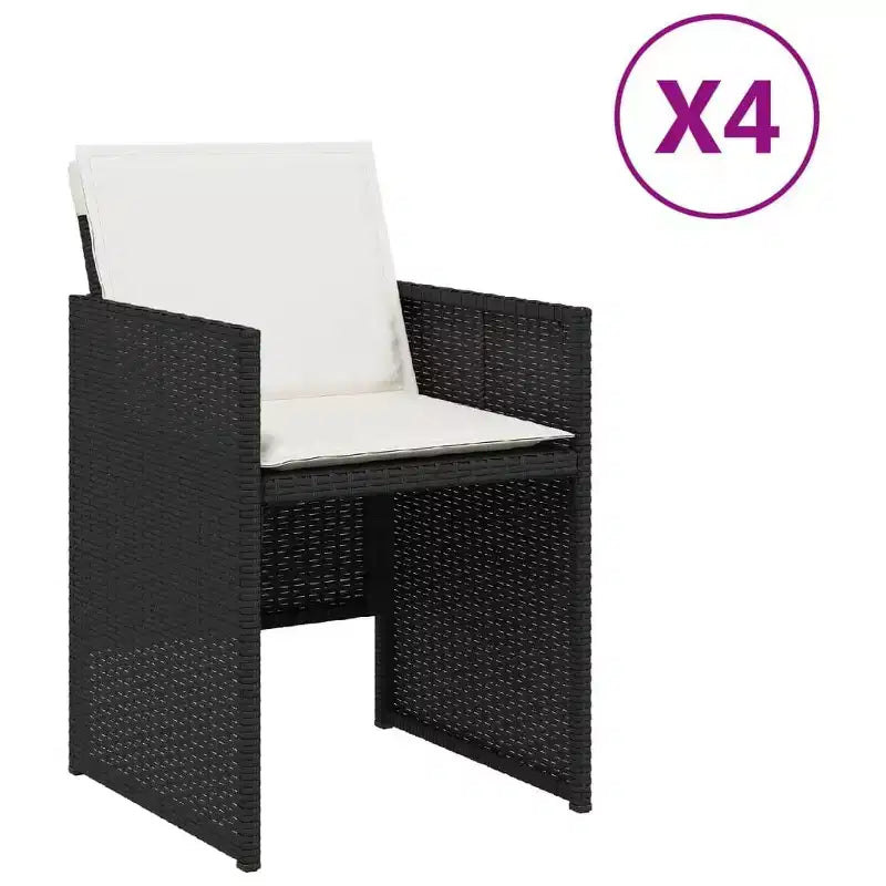 vidaXL Patio Chairs with Cushions - Black Poly Rattan Steel Frame | Outdoor Furniture Set for Garden/Patio