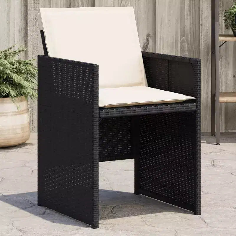 vidaXL Chaises de jardin avec coussins - Rotin synthétique noir et cadre en acier | Ensemble de mobilier d'extérieur pour jardin/patio