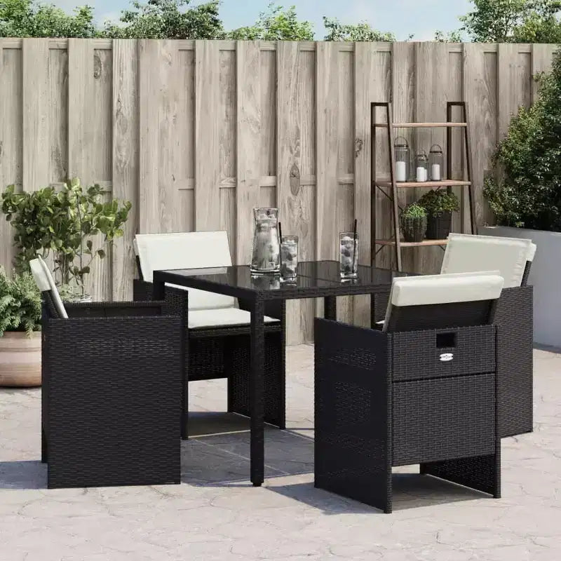 vidaXL Chaises de jardin avec coussins - Rotin synthétique noir et cadre en acier | Ensemble de mobilier d'extérieur pour jardin/patio