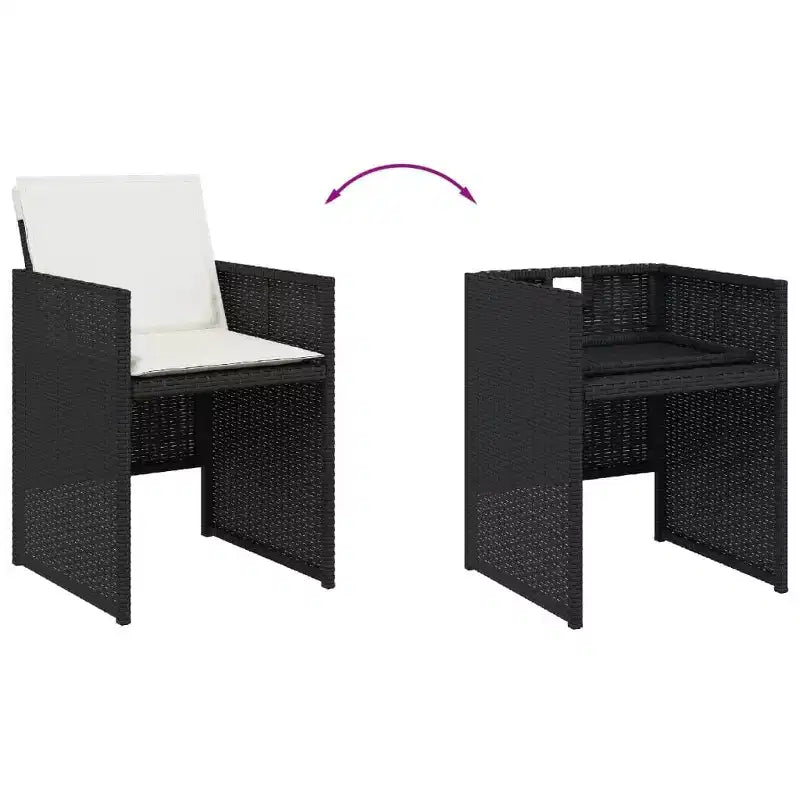 vidaXL Chaises de jardin avec coussins - Rotin synthétique noir et cadre en acier | Ensemble de mobilier d'extérieur pour jardin/patio