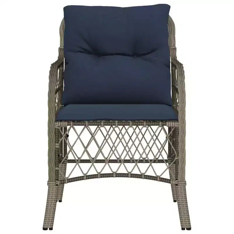 vidaXL Chaises de jardin confortables en résine tressée avec coussins bleus marine - Lot de 2, résistantes aux UV et aux intempéries, sièges d'extérieur faciles à nettoyer