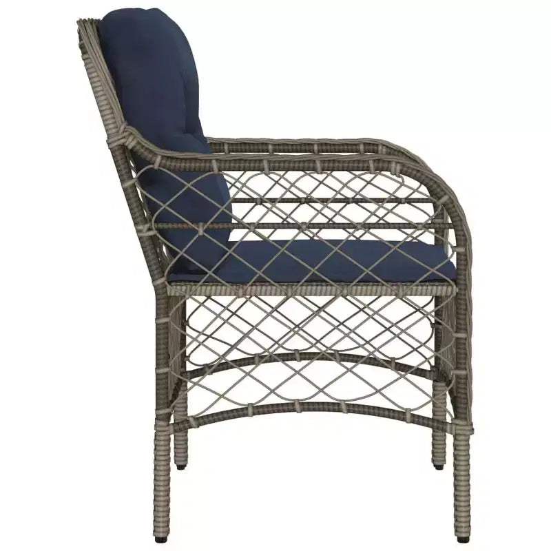 vidaXL Chaises de jardin confortables en résine tressée avec coussins bleus marine - Lot de 2, résistantes aux UV et aux intempéries, sièges d'extérieur faciles à nettoyer