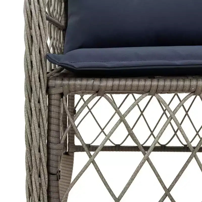 vidaXL Chaises de jardin confortables en résine tressée avec coussins bleus marine - Lot de 2, résistantes aux UV et aux intempéries, sièges d'extérieur faciles à nettoyer