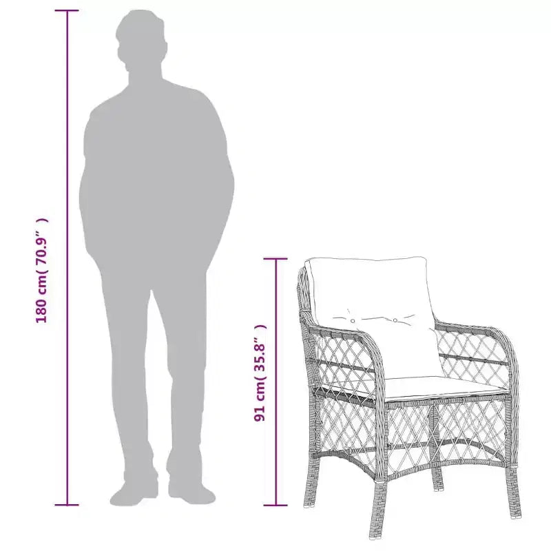 vidaXL Chaises de jardin confortables en résine tressée avec coussins bleus marine - Lot de 2, résistantes aux UV et aux intempéries, sièges d'extérieur faciles à nettoyer