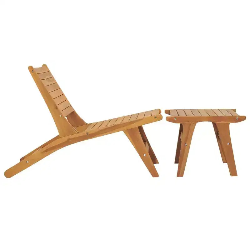 vidaXL Patio Chair Patio Chaise Lounge Chair for Poolside Solid Wood Teak - With Footrest