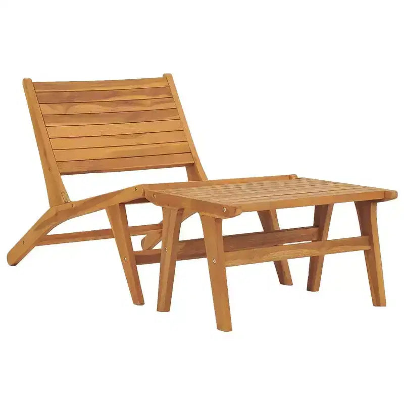 vidaXL Chaise longue de jardin Chaise longue pour piscine en teck massif - Avec repose-pieds