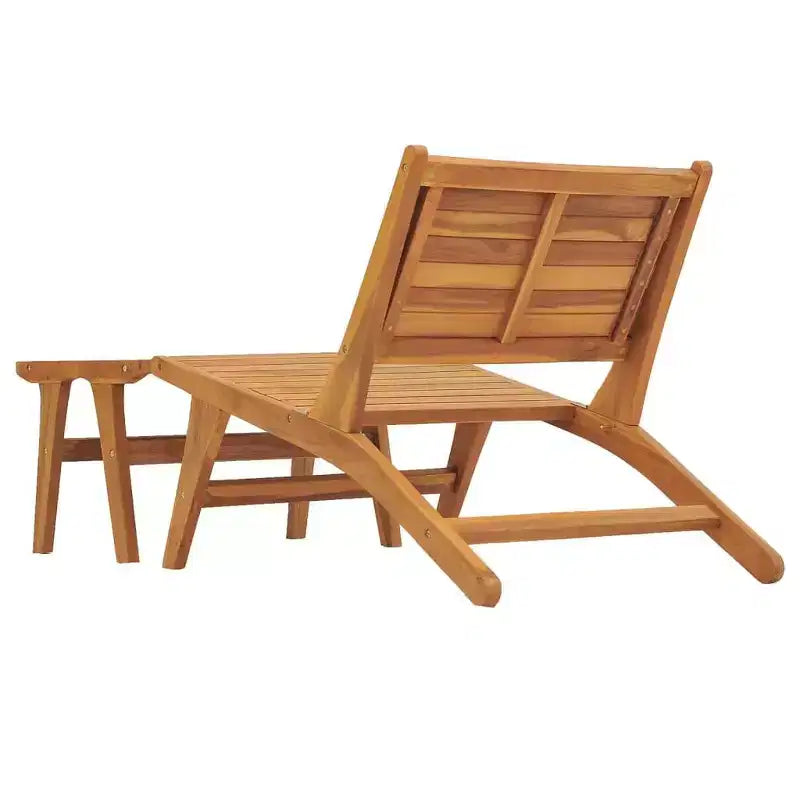 vidaXL Chaise longue de jardin Chaise longue pour piscine en teck massif - Avec repose-pieds